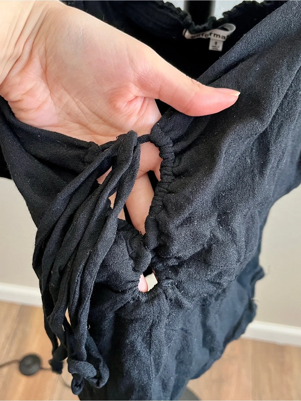 Reformation Black Puff Sleeve Tie-Front Blouse
